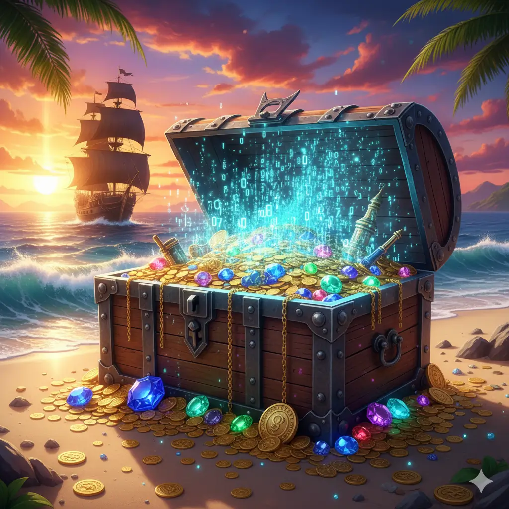 Hình ảnh rương báu chứa đựng code tuần Huyền Thoại Hải Tặc mới nhất cho game thủ.