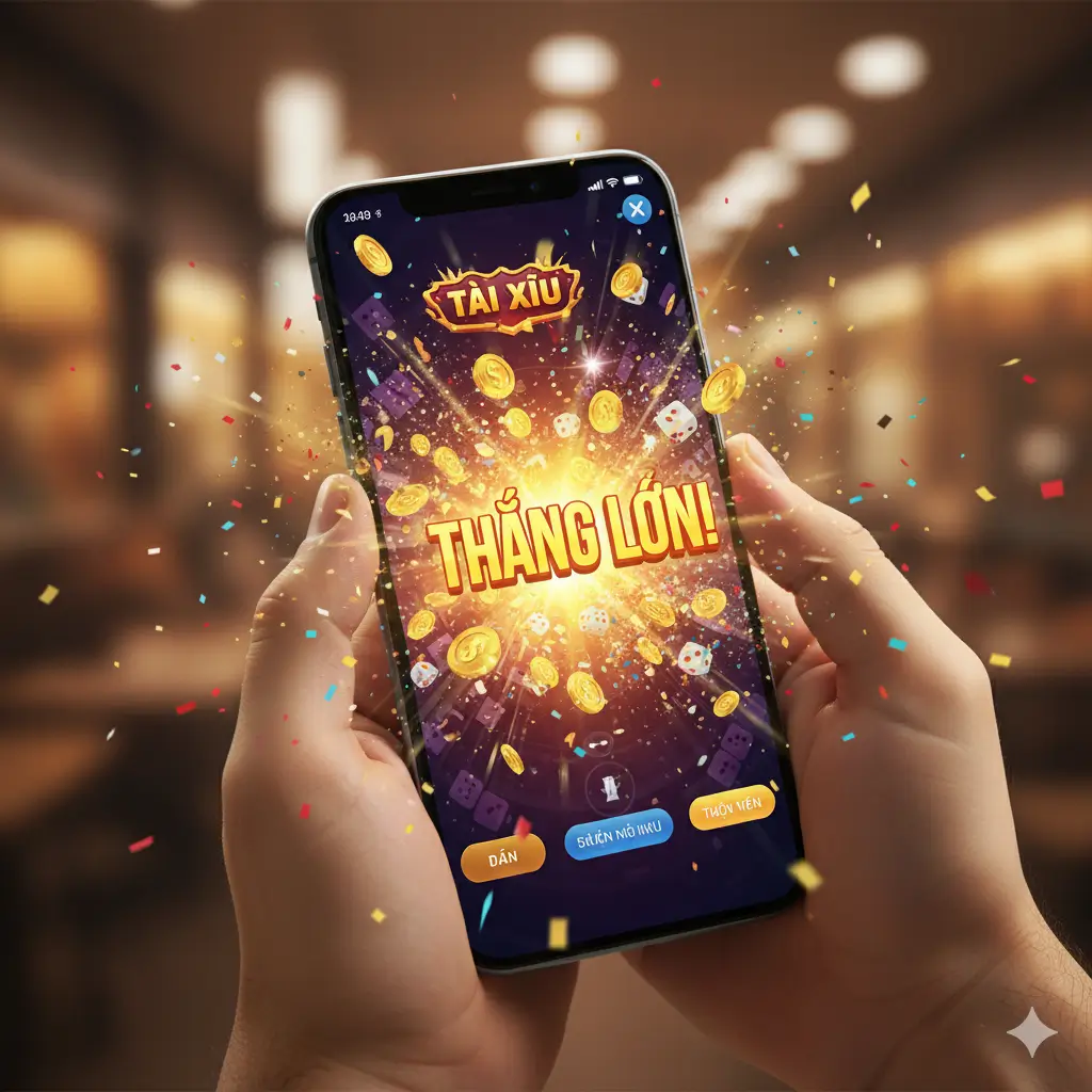 Người chơi thắng lớn và nhận thưởng khi chơi game tài xỉu rút tiền mặt trên điện thoại.